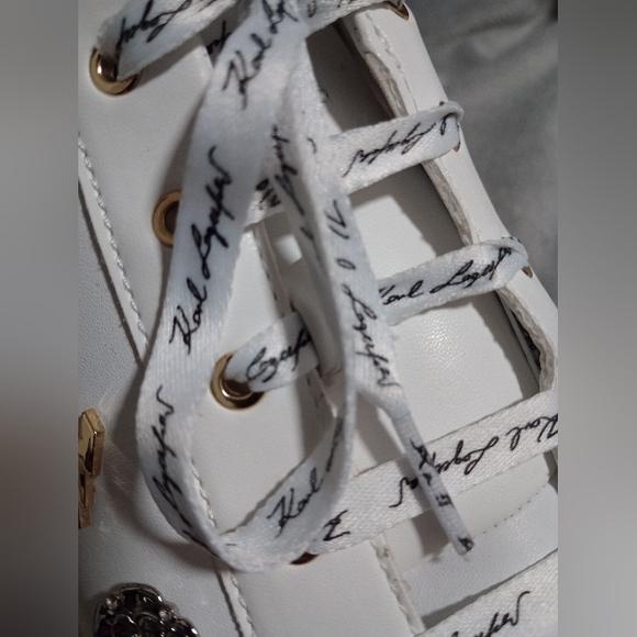 NWOT Karl Lagerfeld Paris Cordelia Leather Mule White Ladies 8.5 Embellished - Picture 5 of 11